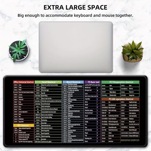 Excel Cheat Sheet Desk Pad Shortcut Keys Mouse Pad Gaming Mouse Pad Desk Accessories Waterproof Non-Slip Large Computer Mat in Saudi Arabia