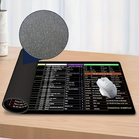 Excel Cheat Sheet Desk Pad Shortcut Keys Mouse Pad Gaming Mouse Pad Desk Accessories Waterproof Non-Slip Large Computer Mat in Saudi Arabia