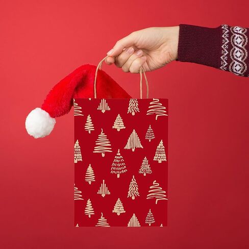 EasyKart Kraft Gift Bags - 30 Christmas Goody Bags, 6 Designs, Classroom & Party Favors (9 x 7.3 x 3.3) in Saudi Arabia