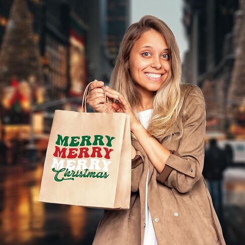 EasyKart Kraft Gift Bags - 30 Christmas Goody Bags, 6 Designs, Classroom & Party Favors (9 x 7.3 x 3.3) in Saudi Arabia
