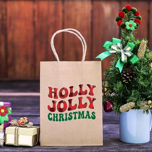 EasyKart Kraft Gift Bags - 30 Christmas Goody Bags, 6 Designs, Classroom & Party Favors (9 x 7.3 x 3.3) in Saudi Arabia