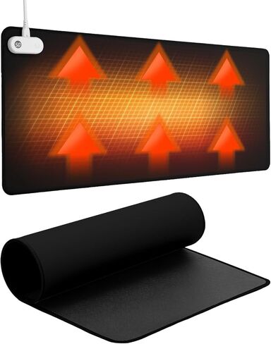 Resen Heated Desk Pad, 31.5x13 Fast Heating Mouse Pad with 5 Temperature Settings, Digital Display, Auto Shut-Off, PVC Leather Surface for Office and Home Use, Energy Efficient & Safe (Black) in Saudi Arabia