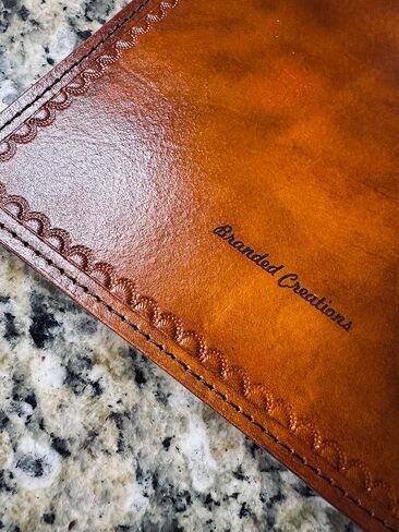 Leather Bible Cover, Praying Cowboy and Lord's Prayer Design, Cognac Brown with Ostrich Binding, 9.75x6.375x2 inches in Saudi Arabia