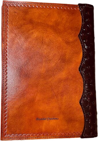 Leather Bible Cover, Praying Cowboy and Lord's Prayer Design, Cognac Brown with Ostrich Binding, 9.75x6.375x2 inches in Saudi Arabia
