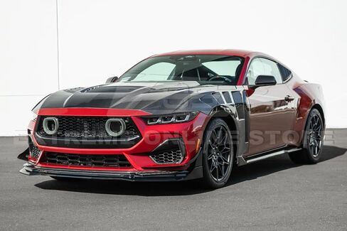 Replacement For 2024-Present Ford S650 Mustang EcoBoost & GT Models | GTV Style ABS Plastic - Painted Glossy Black Replacement Front Upper Grille Insert Air Intakes with LED Accent Lighting Cover in Saudi Arabia