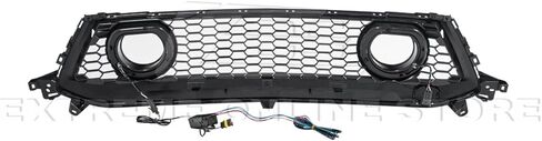 Replacement For 2024-Present Ford S650 Mustang EcoBoost & GT Models | GTV Style ABS Plastic - Painted Glossy Black Replacement Front Upper Grille Insert Air Intakes with LED Accent Lighting Cover in Saudi Arabia