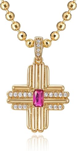 Fettero Cross Necklace Faith Pendant 14K Plated Dainty Chain Minimalist Simple Tiny God Lords Prayer Religious Jewelry Gift in Kuwait