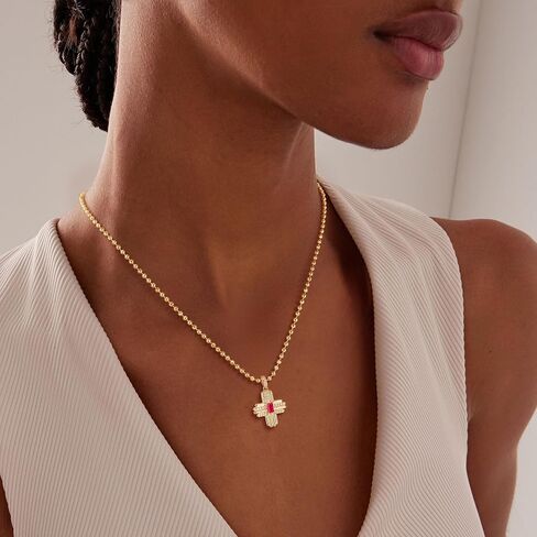 Fettero Cross Necklace Faith Pendant 14K Plated Dainty Chain Minimalist Simple Tiny God Lords Prayer Religious Jewelry Gift in Kuwait