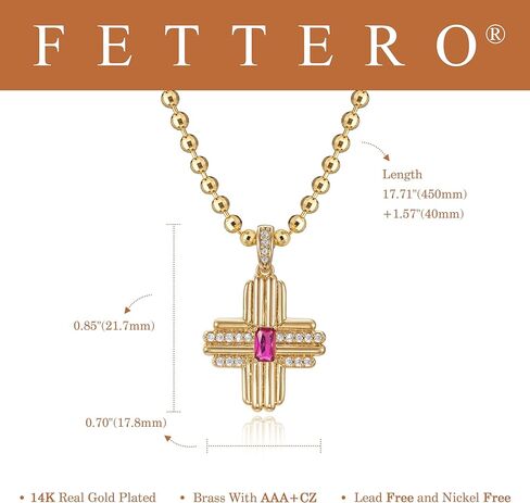 Fettero Cross Necklace Faith Pendant 14K Plated Dainty Chain Minimalist Simple Tiny God Lords Prayer Religious Jewelry Gift in Kuwait