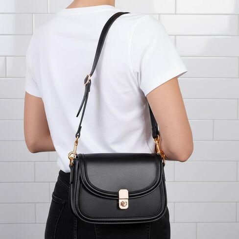 Short Purse Strap, Shoulder Straps for Bags, Leather Purse Strap Purses Straps Replacement Crossbody for Wallet Bag(Black) in Saudi Arabia
