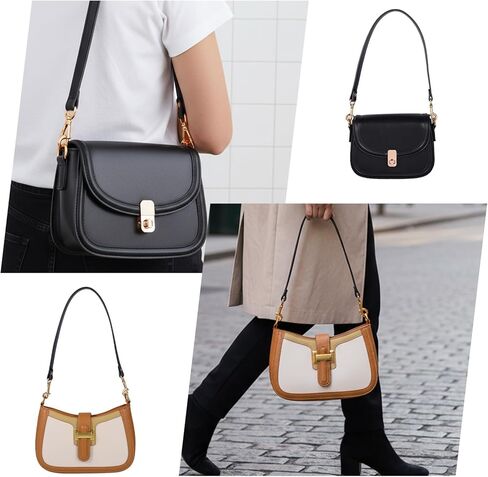 Short Purse Strap, Shoulder Straps for Bags, Leather Purse Strap Purses Straps Replacement Crossbody for Wallet Bag(Black) in Saudi Arabia
