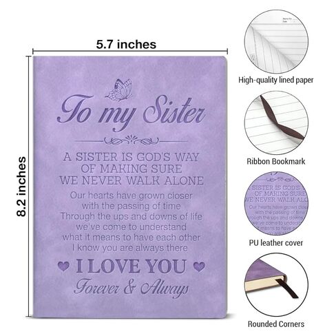 Sister Gifts from Sisters Journal Notebook, to My Sister Gift 160 Pages Writing Notebook, Birthday Mothers Day Christmas Wedding Gifts for Sisters in Saudi Arabia