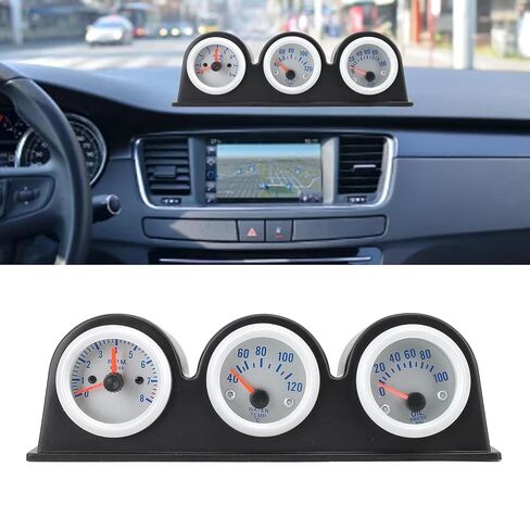 3 in 1 Car Gauge Meter, Premium ABS Triple Auto Gauge Kit Water Temperature Tachometer Oil Pressure Indicator Panel for All 12V 4/6/8 Cylinder Gasoline Cars, LED Display in Saudi Arabia