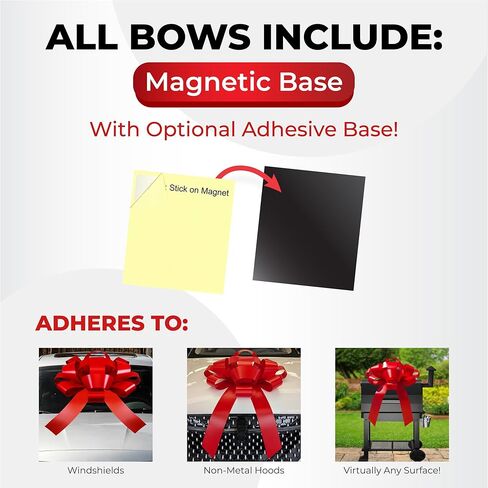 Large 30-Inch 3D Decorative Bow for Cars, Gifts, and Events - Magnetic Base with Car-Safe Sticker - 11 Colors with Custom Messages - No Assembly Required (Red Green Merry Christmas) in Saudi Arabia