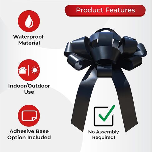 Large 30-Inch 3D Decorative Bow for Cars, Gifts, and Events - Magnetic Base with Car-Safe Sticker - 11 Colors with Custom Messages - No Assembly Required (Red Green Merry Christmas) in Saudi Arabia