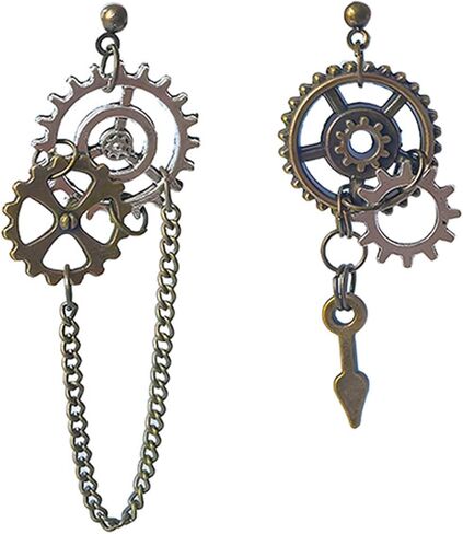coadipress Antique Steampunk Gear Earrings for Women Girls Unique Handmade Vintage Bronze Mix-tone Gothic Tool Earrings Jewelry Gifts in Saudi Arabia