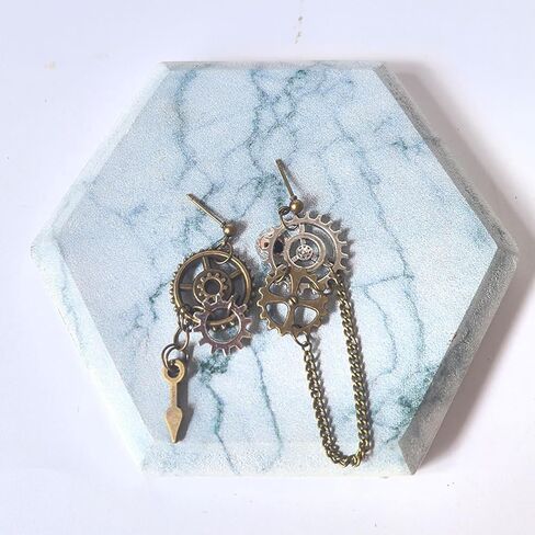 coadipress Antique Steampunk Gear Earrings for Women Girls Unique Handmade Vintage Bronze Mix-tone Gothic Tool Earrings Jewelry Gifts in Saudi Arabia