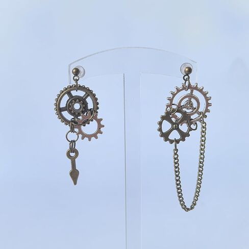 coadipress Antique Steampunk Gear Earrings for Women Girls Unique Handmade Vintage Bronze Mix-tone Gothic Tool Earrings Jewelry Gifts in Saudi Arabia