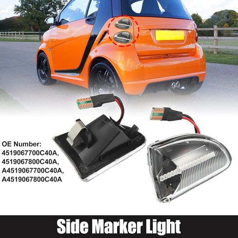 X AUTOHAUX 1 Pair Car Markers Accessories Sequential Side Marker Lights Turn Signal Light Assembly 4519067700C40A for Smart Fortwo 2008-2016 Clear in Saudi Arabia