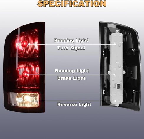 Tail Light Compatible with 2002-2006 Dodge Ram 1500 2500 3500 Pickups rear Brake Lamp with Circuit Boards (Smoke Red Lens) in Saudi Arabia