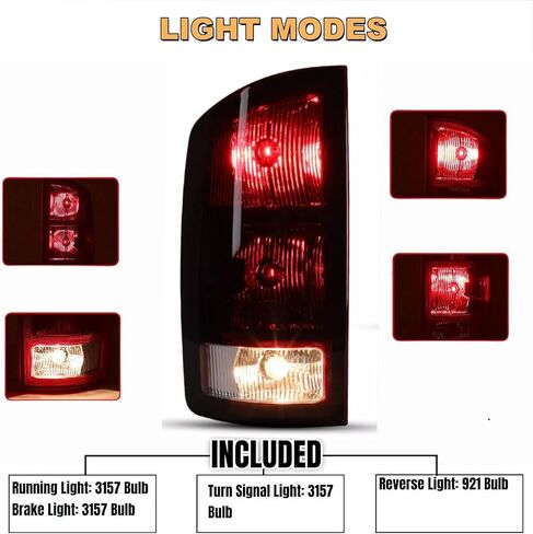 Tail Light Compatible with 2002-2006 Dodge Ram 1500 2500 3500 Pickups rear Brake Lamp with Circuit Boards (Smoke Red Lens) in Saudi Arabia