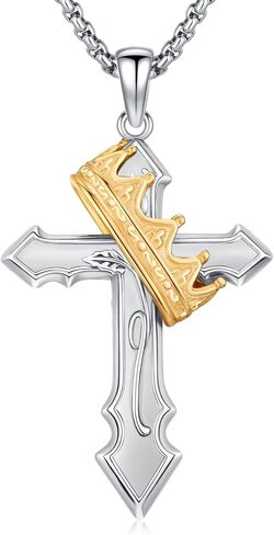 Black Cross Necklace for Men S925 Sterling Silver Turquoise Cross Pendant Necklace Amulet Religion Christian Jewelry Gift for Son Boyfriend Father Husband in Kuwait