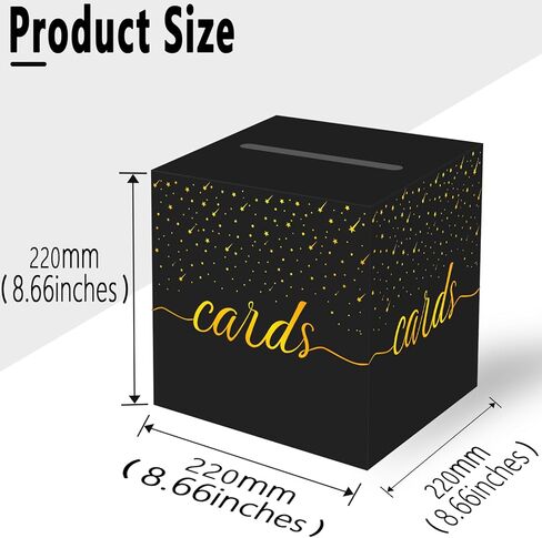 OLIVBIN Gold Foil Black Card Box, Bride Gift Card Box, Birthday Party Gift Card Receiving Box, Used for Wedding Gifts, Baby or Bride Gifts, Graduation Ceremony, Retirement Ceremony, Anniversary Decoration Party Supplies in Saudi Arabia