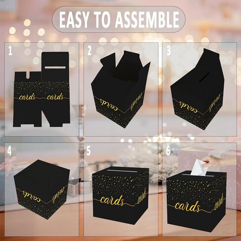 OLIVBIN Gold Foil Black Card Box, Bride Gift Card Box, Birthday Party Gift Card Receiving Box, Used for Wedding Gifts, Baby or Bride Gifts, Graduation Ceremony, Retirement Ceremony, Anniversary Decoration Party Supplies in Saudi Arabia