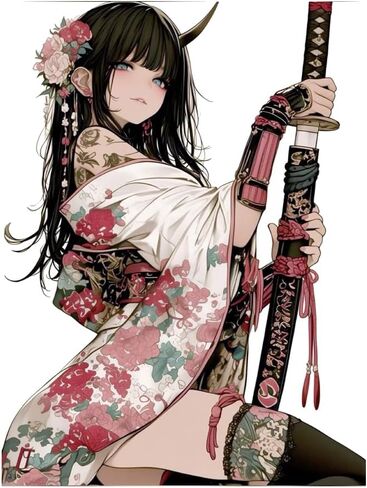 ملصق لاصق Anime Samurai Girl مقاس 5.1 بوصة لتزيين جسم السيارة الأمامي المقاوم للماء in Kuwait