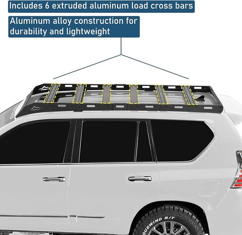 Hooke Road GX460 Full Length Roof Rack Aluminum Cross Bars for 2010-2023 Lexus GX460, Low Profile Overlanding Rooftop Storage Cargo Basket Rails Luggage Carrier in Saudi Arabia