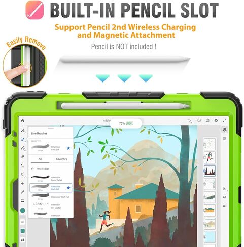 حافظة HXCASEAC لجهاز iPad Pro 12.9 بوصة (Pro 6th 5th 4th 3rd) مقاومة للصدمات مع واقي شاشة/حامل قلم/حزام يد، [3 طبقات] حافظة iPad Pro 12.9 شديدة التحمل 2022/2021/2020/2018، أسود in Kuwait