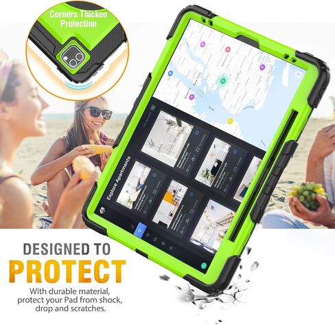 حافظة HXCASEAC لجهاز iPad Pro 12.9 بوصة (Pro 6th 5th 4th 3rd) مقاومة للصدمات مع واقي شاشة/حامل قلم/حزام يد، [3 طبقات] حافظة iPad Pro 12.9 شديدة التحمل 2022/2021/2020/2018، أسود in Kuwait