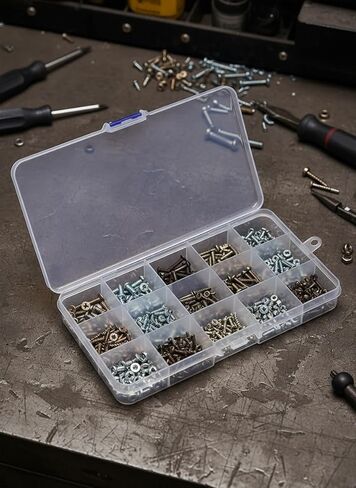 15-Grid Plastic Organizer Box with Adjustable Dividers - Clear Storage Solution for Jewelry, Art DIY Crafts, Washi Tapes, Beads, and Small Parts in Saudi Arabia