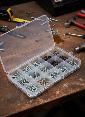 15-Grid Plastic Organizer Box with Adjustable Dividers - Clear Storage Solution for Jewelry, Art DIY Crafts, Washi Tapes, Beads, and Small Parts in Saudi Arabia