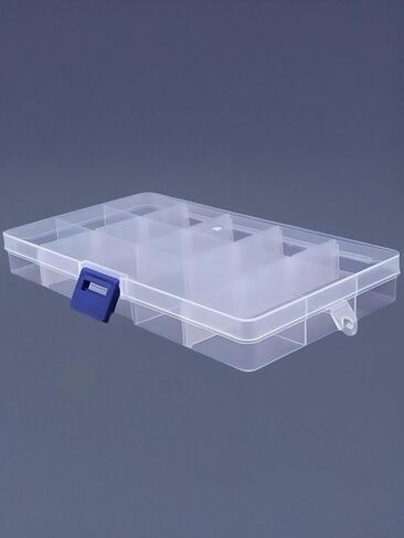 15-Grid Plastic Organizer Box with Adjustable Dividers - Clear Storage Solution for Jewelry, Art DIY Crafts, Washi Tapes, Beads, and Small Parts in Saudi Arabia