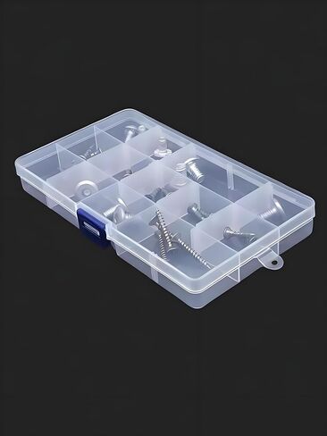 15-Grid Plastic Organizer Box with Adjustable Dividers - Clear Storage Solution for Jewelry, Art DIY Crafts, Washi Tapes, Beads, and Small Parts in Saudi Arabia