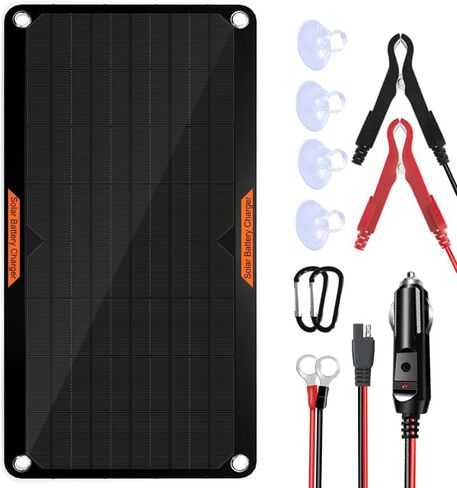 OYMSAE 30W 12V Solar Trickle Charger Maintainer, Waterproof Portable Solar Panel Battery Charger Kit with Cigarette Lighter Plug & Alligator Clips for Car, RV, Truck, Boat, Motorcycle, Marine in Saudi Arabia