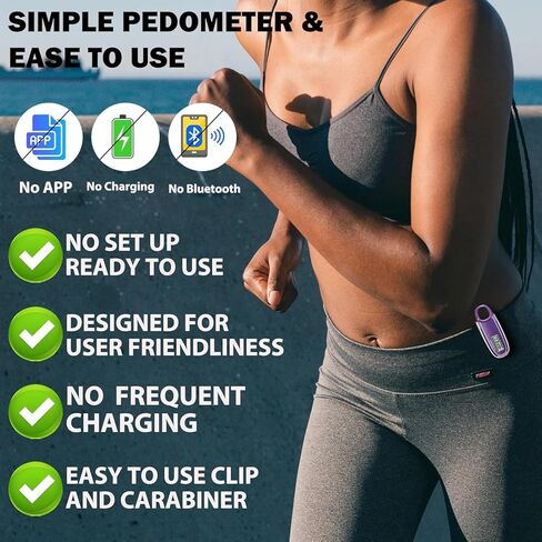 3D Pedometer for Walking with Removable Clip and Carabiner Simple Step Counter for Walking Accurate Clip On Step Tracker for Men Women Kids in Kuwait