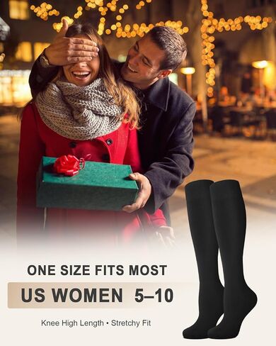 جوارب Aoliks الدافئة للركبة للنساء، جوارب حرارية من القطن للتنزه سيرًا على الأقدام والتزلج على الجليد وهدايا الشتاء in Kuwait
