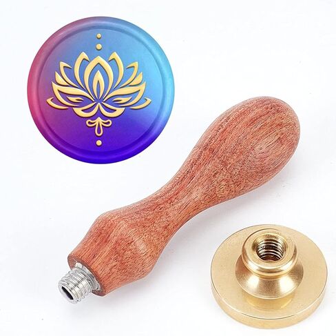 Yoga Lotus Wax Seal Stamp Lotus Flower Seal Stamp Retro Wood Sealing Stamp 25mm Brass Seal Head Embellishment of Cards Envelopes/Invitations/Wine Packages/Gift Wrapping in Saudi Arabia