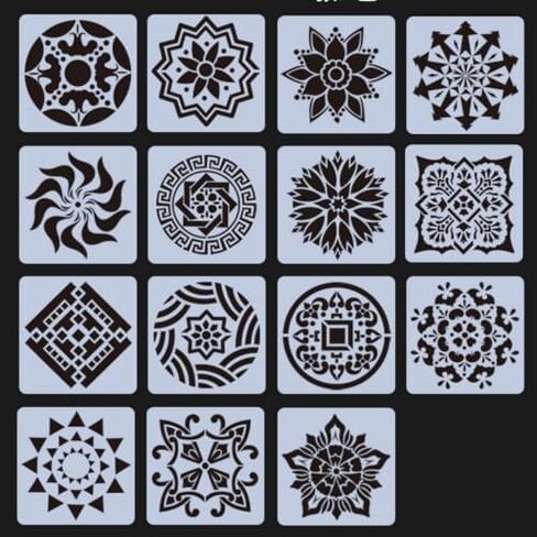 15Pcs Mandala DIY Painting Stencil Drawing Templates Home Decor Supplies for Wood Window Door Unlock Your Creativity 6"x6" BLC19-01 in Saudi Arabia