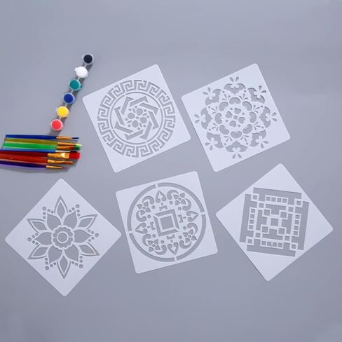 15Pcs Mandala DIY Painting Stencil Drawing Templates Home Decor Supplies for Wood Window Door Unlock Your Creativity 6"x6" BLC19-01 in Saudi Arabia