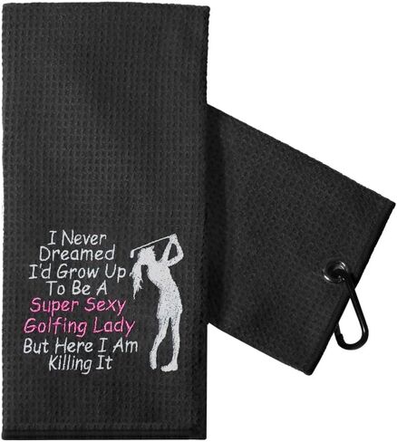 Funny Golf Towel Gift for Dad, Retirement Gifts for Men Golfer, Funny Golf Towel for Men, Embroidered Golf Towels for Golf Bags with Clip (I Like Big Putts and I Cannot Lie) in Saudi Arabia