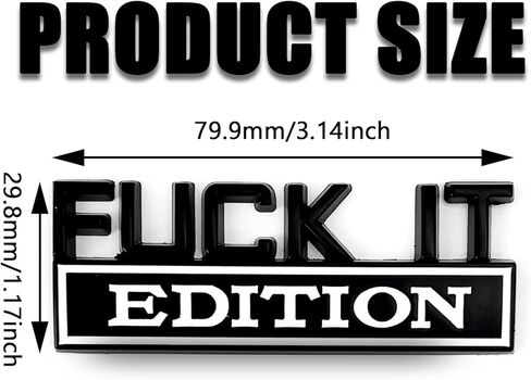 ملصق شعار Fuck IT Edition، غطاء مصد السيارة، غطاء صندوق السيارة، باب السيارة ثلاثي الأبعاد، ملصق بديل لشاحنة السيارة SUV (أسود وأبيض) in Kuwait