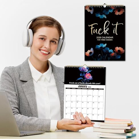Fuck It Calendar 2026 تقويم للنساء المتعبة، هدية مضحكة للتقويم الشهري للنساء، هدية مضحكة للحفلات المنزلية والمكتب، تقويم جداري للسيدات المتعبة - 8.5 × 11 بوصة in Saudi Arabia