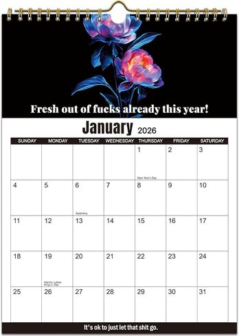 Fuck It Calendar 2026 تقويم للنساء المتعبة، هدية مضحكة للتقويم الشهري للنساء، هدية مضحكة للحفلات المنزلية والمكتب، تقويم جداري للسيدات المتعبة - 8.5 × 11 بوصة in Saudi Arabia