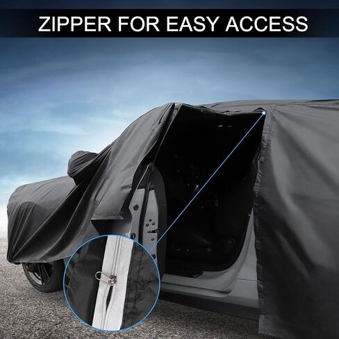 X AUTOHAUX Car Cover Outdoor Waterproof Sun Rain Snow Hail Protection with Left Side Door Zipper 210D-PU for Volvo XC60 in Saudi Arabia