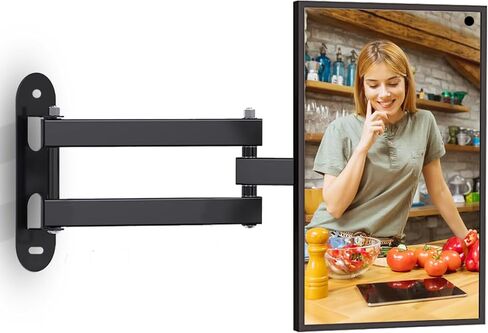 Wall Mount for Echo Show 15, Full Motion Monitor Wall Mount for 10"-30" TV Screens, Show 15 Wall Mounting Bracket Swivel Rotation Extension Tilt, Max VESA 100x100mm Hold up to 33lbs, White in Saudi Arabia