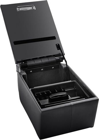 NVS Universal Truck Console Contractor Bench Seat Organizer with Adjustable Cup Holders, Clipboard Storage & Padded Armrest Lid - Black in Saudi Arabia