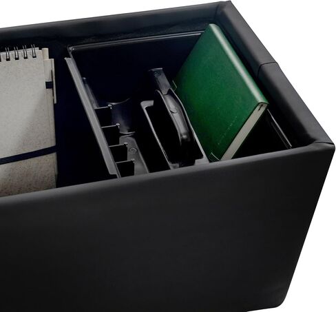 NVS Universal Truck Console Contractor Bench Seat Organizer with Adjustable Cup Holders, Clipboard Storage & Padded Armrest Lid - Black in Saudi Arabia